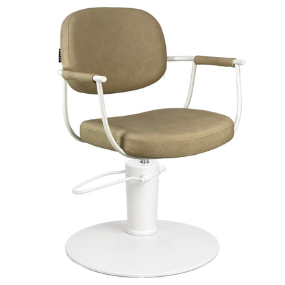 Chelsea Sand Upholstery - White Frame Styling Chair - Hydraulic
